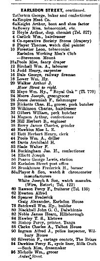 Earlsdon Street 1912 Directory p2